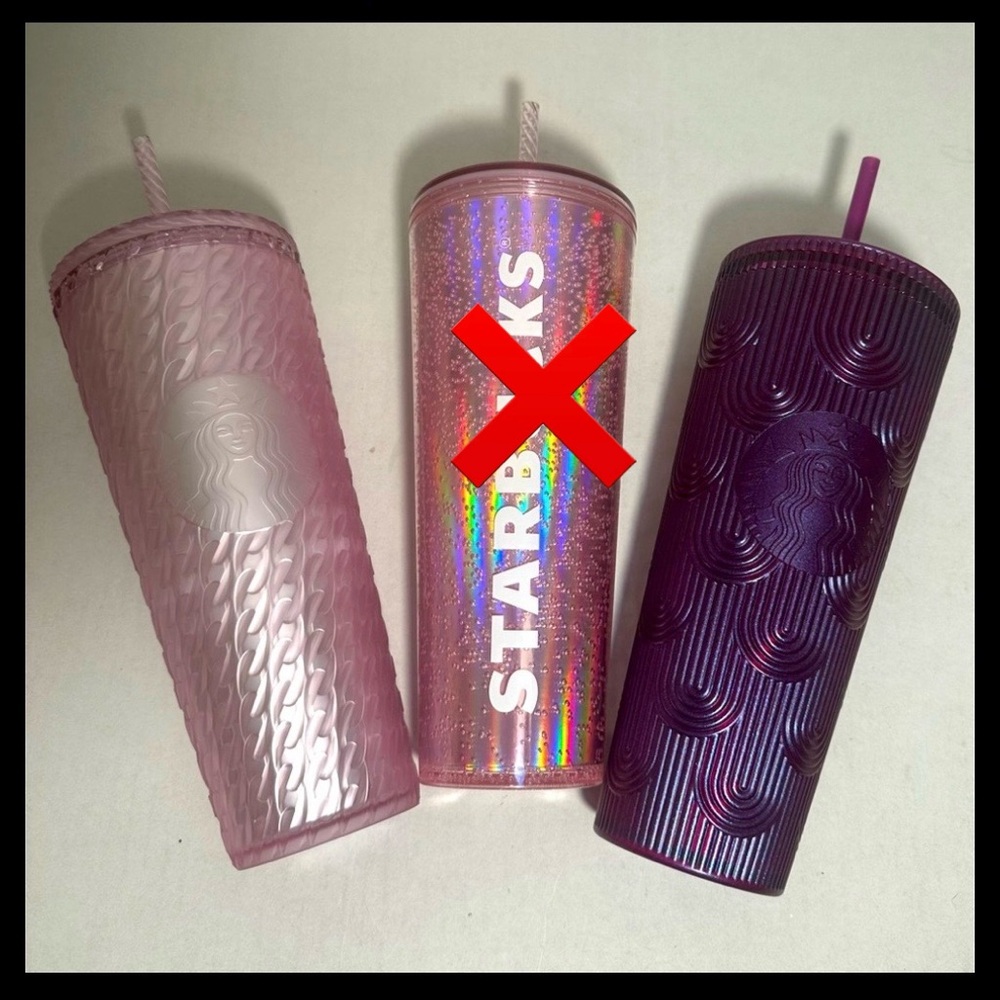 2 NEW 24oz Starbucks Tumblers Pink Purple shimmer